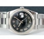 Replica Rolex Datejust Men Watch SS Black Sunburst Dial